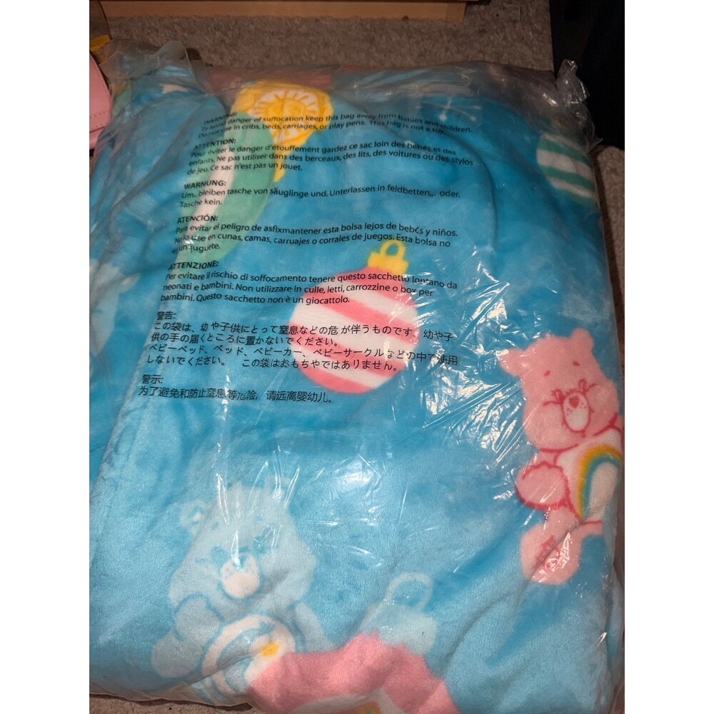 Care Bears x Lug Cuddle Throw Blanket Care Bears Holiday Christmas Pastel blue